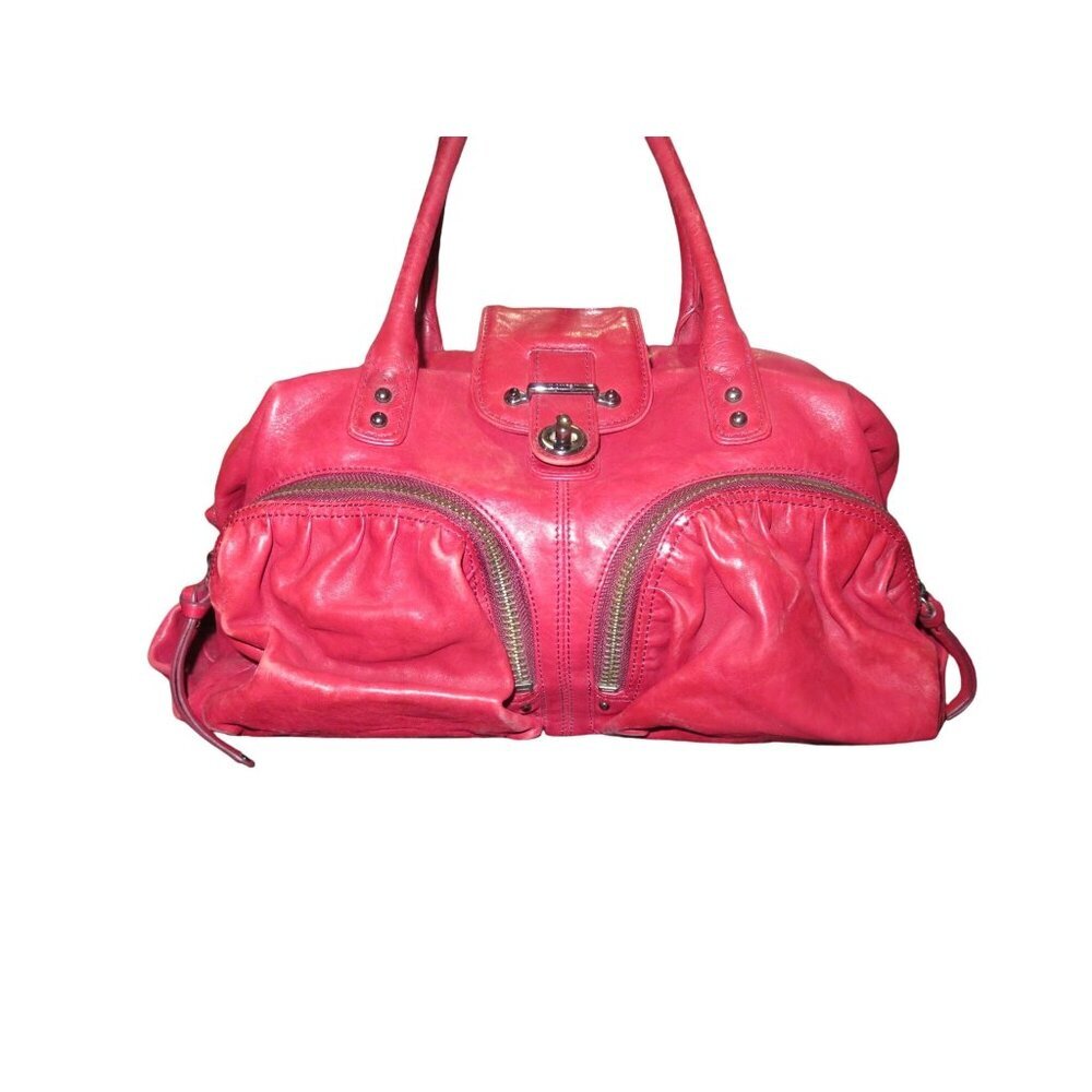 Botkier Bianca Red Italian Distressed Leather Satchel Weekender Duffle